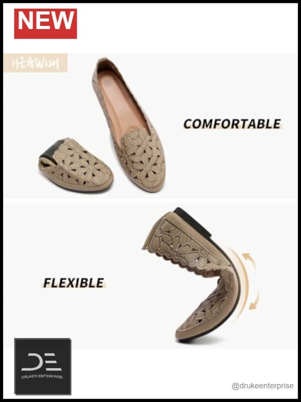 Women's Floral Ballet Flats Slip On Dress Shoes PU Leather Round Toe Casual